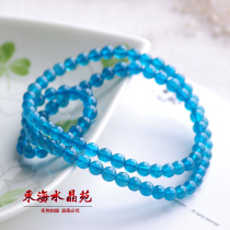 Natural Basil Apatite Bracelet Blue Lithium Glow Blue-Seal-Seal Lithium Glow Stones Womans Circled Three-Buddha Beads Bracelet