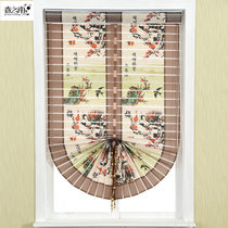 Spring south Roman curtain Fan-shaped curtain Classical lifting curtain Living room Bedroom Bay window blackout curtain Snow tire plum bone