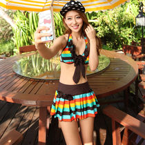  Junfei swimsuit womens new sexy bikini three-piece small chest gathered steel bracket hot spring swimsuit