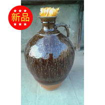 Yunnan Dali handmade earth pottery jar single ear plum pattern 50 pounds wine jar Enzyme jar Home decoration ornaments