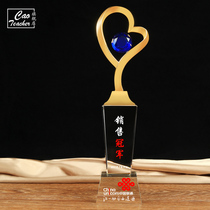 Crystal trophy plate medal Metal personalized custom love trophy competition students veterans souvenir manufacturers lettering