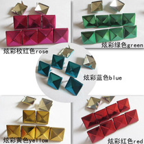 Mobile phone case material DIY rivet two claws colorful fluorescent color Square claw nail pyramid square claw buckle claw bead