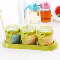 Kitchen supplies glass seasoning jar seasoning bottle with lid spoon seasoning box multi-grid seasoning box delivery tray