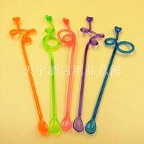 Candy color heart-shaped mixing stick mixing stick Plastic acrylic milkshake cup decoration mixing spoon 1 price