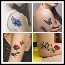3D tattoo stickers Waterproof female long-lasting simulation three-dimensional rose butterfly chest sexy stickers Ankle clavicle Arm stickers