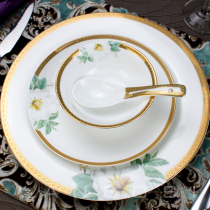 High-end Dishes Hotel Swing Table Ceramic Cutlery Restaurant Restaurant Hotel Luxury Bag Compartment Supplies Cutlery Suit Bowls Dish Spoon