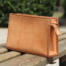 The first pure handmade hand bag head layer cowhide clutch bag vegetable tanned leather unisex style fashion trend