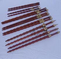 Wushu solid faucet wooden whip double whip double Mace Magic Whip pear wood beech wood bamboo wooden mace double Mace Qin Qiong weapon