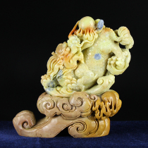 Shi Junzhai Qingtian stone carving ornaments boutique safflower stone blue flower nail unicorn auspicious carving collection gifts