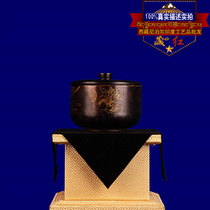 Tibetan-style hand-painted gold-hidden dragon pattern jade jar tannba box storage box antique Miscellaneous old objects