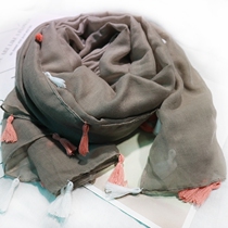 Clearance scarf female Korean version of Joker new single shawl student long solid color classic tassel scarf dual-purpose