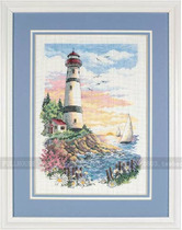 Cross-stitch electronic image redraw source file-DIM-35068 Dawn of a New Day Lighthouse