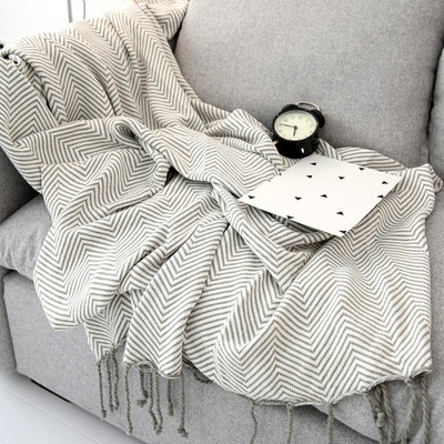 ins Nordic wavy cotton tassel thread blanket summer blanket casual blanket sofa decorative blanket knitted wire blanket air conditioning blanket