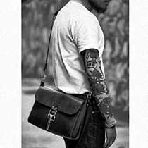 American horween messenger bag commuter bag retro cavalry buckle