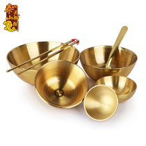 Tianyu Pavilion copper bowl Copper spoon Copper chopsticks copper thickened handmade gold rice bowl ornaments Vitiligo copper tableware set