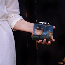 Original true silk fragrant cloud yarn box mouth gold zero money bag retro 100 hitch bag cloth art handbags nation-national wind