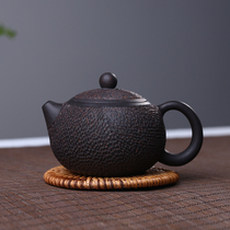 Through the ages Yixing purple sand pot famous pure handmade tea pot Kung Fu tea set Black mud imitation iron Xishi
