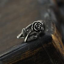 New Rose Hemp Rope Korean Miao Silver Ring Openings Made Old Vintage Silver Ring Silver Plated Ring Women