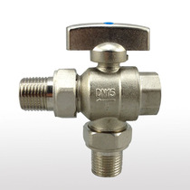 Copper ball valve 4 points 6 points 1 inch large flow ball valve external wire double live three-way control valve Tap water joint angle valve