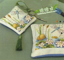 Green embroidery square cross stitch ornaments French DMC embroidery double-sided embroidery Dragonfly bag Dragonfly needle insert