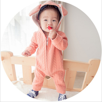 Thickened upgrade Autumn and winter baby children thickened fleece cotton climbing suit Baby clothing Winter bunny one-piece suit