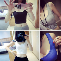 Summer women sleeveless knitted yoga sling vest women wear short slim slim top base shirt