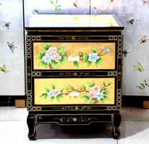 New Chinese hand-drawn gold foil hand-drawn bedside cabinet landing cabinet 2-cupboard