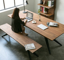Nordic LOFT iron solid wood dining table and chair combination meeting desk living room large table rectangular custom