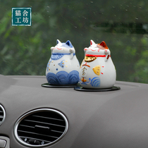 Famous teacher original design handmade painting creative fortune Jinbao safe fortune cat car decoration decoration