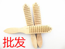 Metal surface cleaning brush degreasing brush steel wire brush copper plated full wire high grade wooden handle copper wire brush