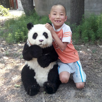 Large Emulation Panda Squatting Panda Genuine Leather Emulation Animal Kindergarten School Mall Swing Piece Photography Props