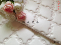 Embroidered soft bag leather fabric with sponge thickened anti-collision bedside soft bag Nordic background wall PU leather bag door material