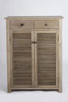 Retro French country shoe cabinet solid wood high-end villa club furniture custom shutter double door porch cabinet Oak