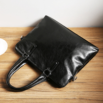 European and American leather Hand bag mens horizontal Korean one-shoulder shoulder bag business bag cowhide briefcase computer bag mens bag