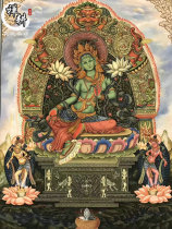 Hand-painted thangka Nepal newali thangka color Tang Green mother Guardian wall painting mural