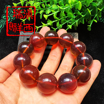Western Yunnan Ruixiang natural A goods Myanmar Amber national workers round gold brown red bracelet bracelet hand row good quality