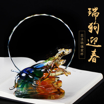 2018 new glass trophy custom medals custom dog year auspicious souvenirs Zodiac trophy annual awards