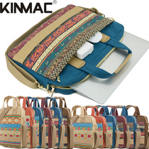 Ethnic style canvas laptop HP portable one-shoulder shoulder bag Apple documents ASUS Business Bag