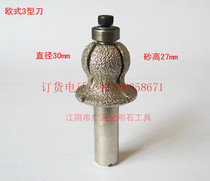 Quartz stone head Brazing European-style 3-type knife diamond knife head table-side knife head handle diameter 12 7mm
