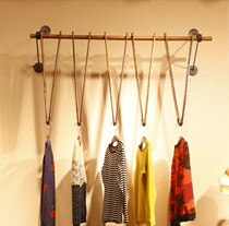 Clothing store retro solid wood upper wall side hanger display rack ceiling wooden hanger hanger sub shelf wall hanging