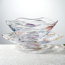 Lead-free glass fruit plate set European high foot fruit plate creative large fruit plate living room home fruit Basin