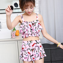 Swimsuit female split two-piece boxer pants student swimsuit cute conservative boxer stretch Korean waist slim