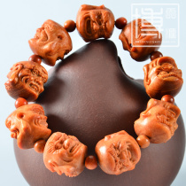 Blood Dragon wood carving eighteen arhings brave Buddha head string 108 beads bracelet men and women style play beads