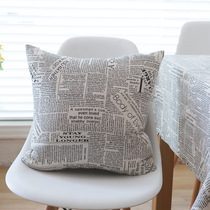 Retro English Newspaper Paper Cotton Linen Sofa Cushions Office Waist Backrest Headboard Big Hug Linen Lean Pillow Hot Pin