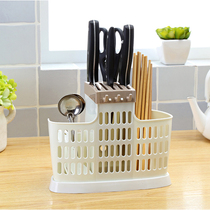 Three-grid knife holder drain chopsticks rack chopsticks box storage chopsticks box tableware frame multifunctional chopsticks plastic chopsticks box