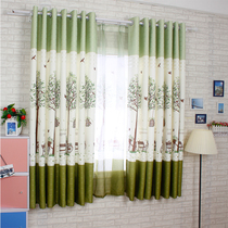 Pastoral shading cloth Childrens girl bedroom full shading small curtains Finished special clearance bay window short curtains Short curtains