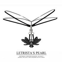 Foreign Trade Metal Buttoned Dpants Low Waist Hollowed-out Spice Briefs Lady Bundled Embroidered Clairvoyant T-pants 2171