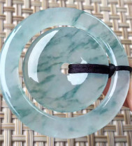 Natural A goods jade ice species floating blue flower seed mother buckle certificate KX002