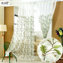 Spring south pastoral embroidery flower window screen curtain finished balcony living room bedroom fabric fresh bay window embroidered edge yarn