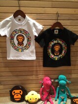 Spot summer Tide brand childrens clothing new bape man-and-girl printed short-sleeved T-shirt parent-child